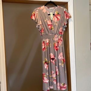 NWT Jon & Anna size Large summer dress short sleeves floral print stretch